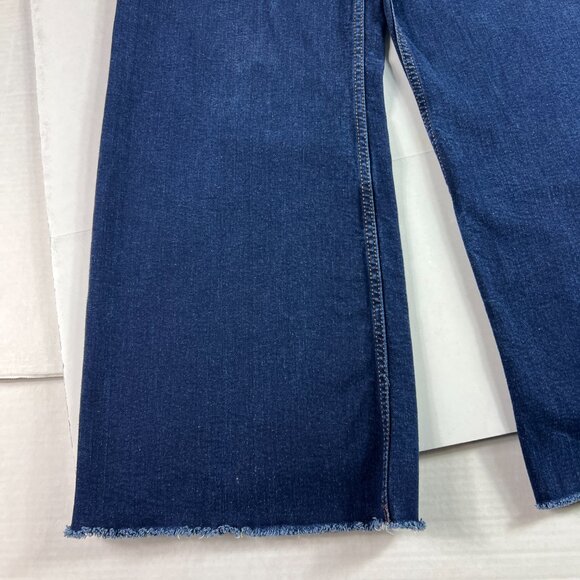 Zara Jean Women 31x27* Marine Straight High Rise Wide Leg Dark Blue Denim Tag 10 - Picture 8 of 16